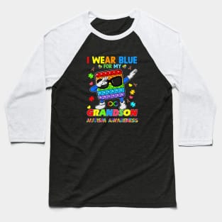 Poplt Dab I Wear Blue For My Grandson Autism Awareness Baseball T-Shirt